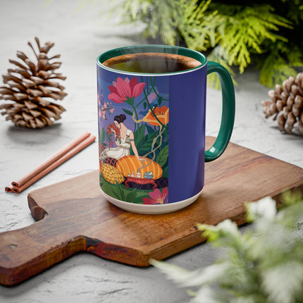 The Garden Of Quiet Reverie Colorful Mugs – Art Deco Botanical Serenity