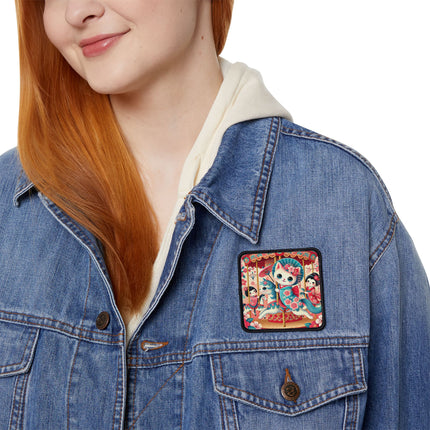 Geisha Kitten's Enchanted Carousel Ride Iron-On Patches