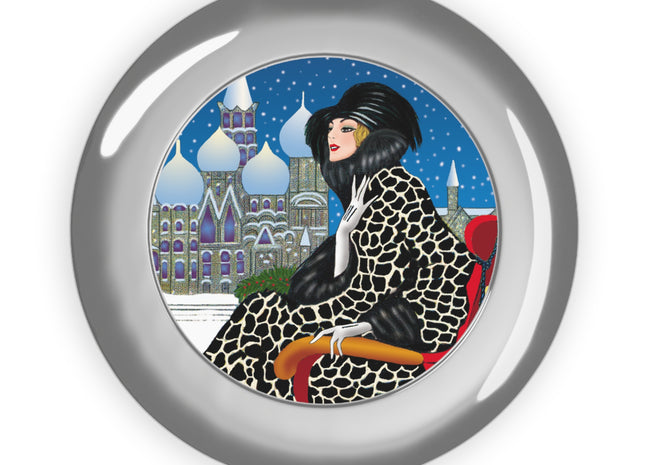Elegant Winter Woman in Sleigh Compact Travel Mirror