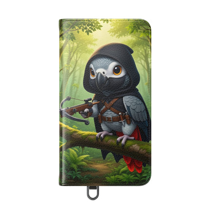 🪶🌲 The African Grey Sentinel Flip Case – Quiet Strength & Woodland Adventure