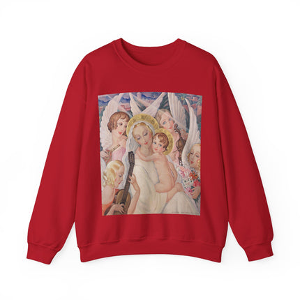 Madonna with Child Surrounded by Musical Angels by Gerda Wegener Heavy Blend™ Crewneck Sweatshirt