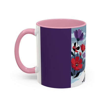 🎿❄️ The Winter Flower Skier Colorful Mug – Art Deco Alpine Fantasy