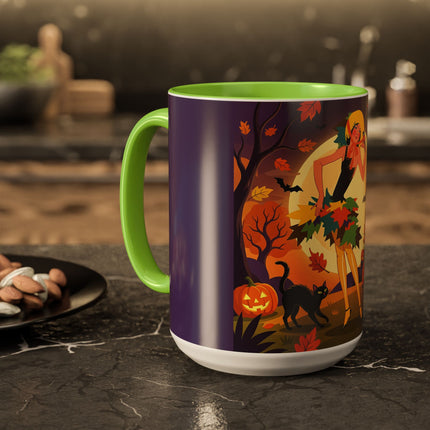 🌕🍂 Autumn Song Beneath The Harvest Moon Colorful Mug – Whimsical Halloween Charm