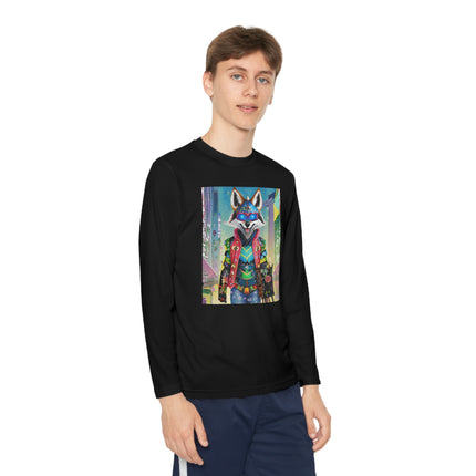 Cyber Hyena Youth Long Sleeve Competitor Tee – Neon Mischief & Futuristic Style