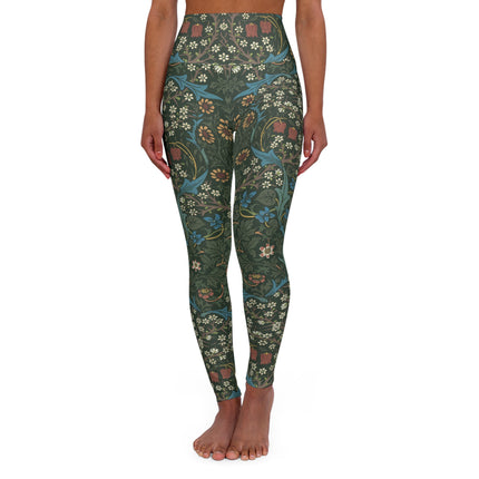 Blackthorn by William Morris High Waisted Yoga Leggings (AOP)