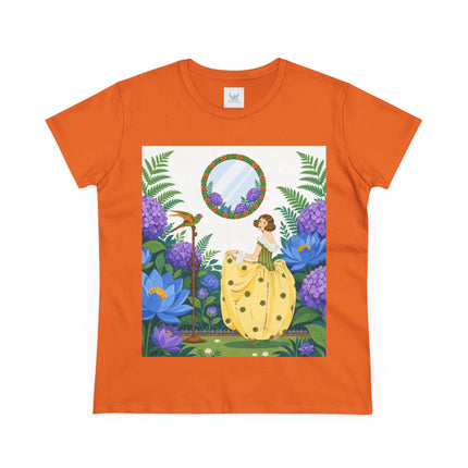 🦜🪷 The Parrot Garden Reflection Cotton Tee – Art Deco Fashion Whimsy