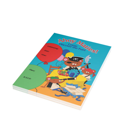 Pirate Bear Party Invitation! Bundles of 10, 30, 50 Pieces Available (envelopes included)