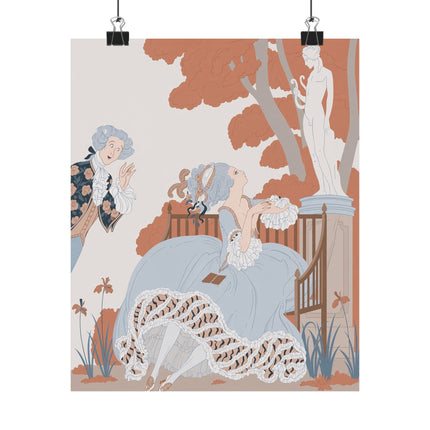 🌸🎭 L'Allée Matte Vertical Poster – George Barbier Art Deco Garden Romance