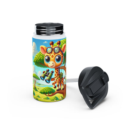Giraffe Lookout Stainless Steel Water Bottle, Standard Lid