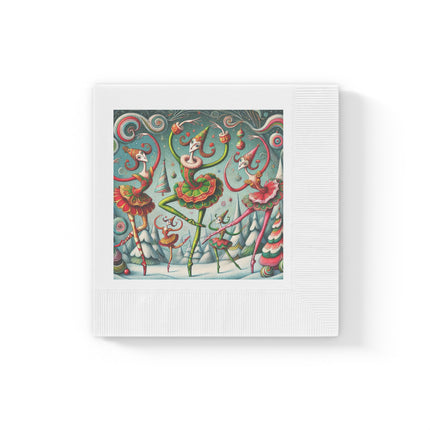 Christmas Ballet of the Absurd White Coined Napkins