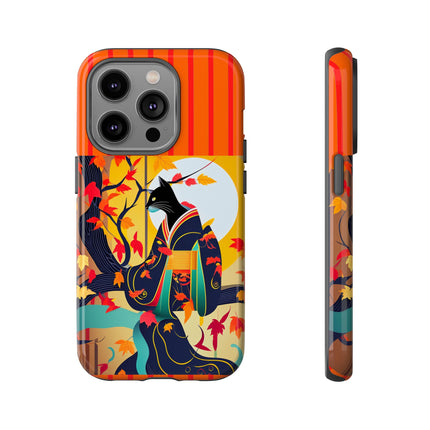 Black Cat in Kimono Phone Cases