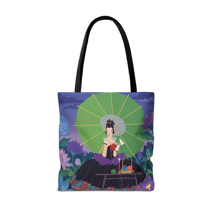 🧶🌸 The Lady Of The Enchanted Knitting Garden Tote Bag – Art Deco Floral Fantasy