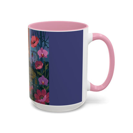 The Lady And The Midnight Birdcage Colorful Mugs – Art Deco Botanical Elegance