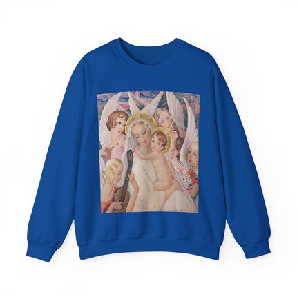 Madonna with Child Surrounded by Musical Angels by Gerda Wegener Heavy Blend™ Crewneck Sweatshirt