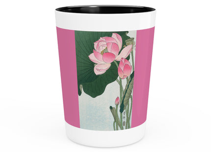Blooming Lotus Flowers by Ohara Koson Ceramic Shot Glass