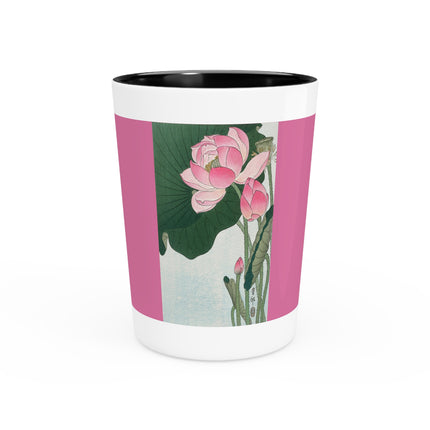 Blooming Lotus Flowers by Ohara Koson Ceramic Shot Glass