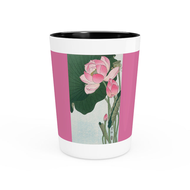 Blooming Lotus Flowers by Ohara Koson Ceramic Shot Glass