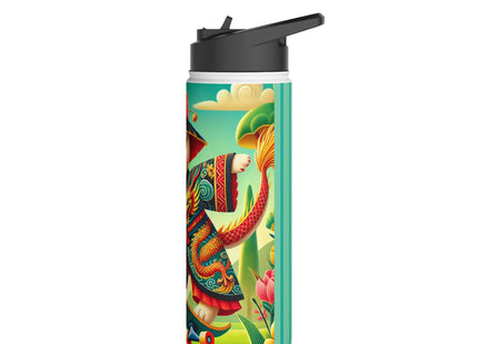 Dragon Dance on Wheels Stainless Steel Water Bottle, Standard Lid