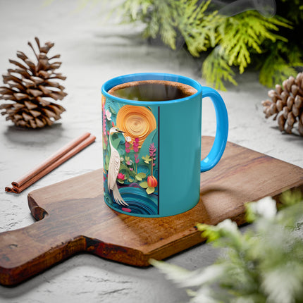 Elegant Egret Oasis Colorful Mugs (11oz, 15oz)