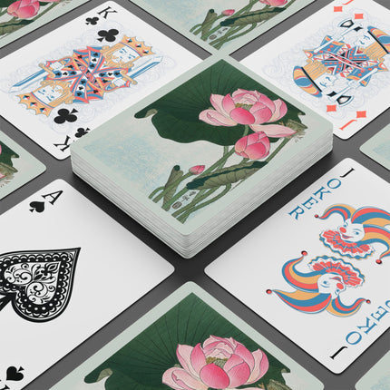Blooming Lotus Flowers by Ohara Koson Playing Cards