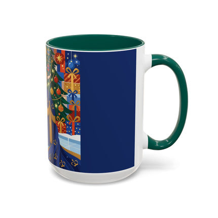 👑🎄 The Christmas Queen Of Golden Bells Colorful Mug – Art Deco Holiday Elegance