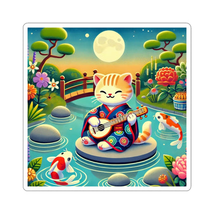 Melodic Kitten by the Koi Pond Kiss-Cut Stickers (4 Sizes)