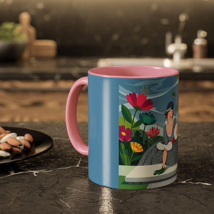 The Lady Of The Secret Garden Colorful Mugs – Art Deco Botanical Elegance