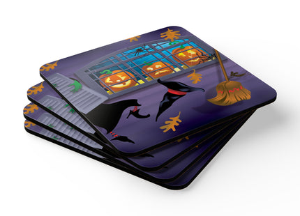 Whimsical Halloween Mischief Corkwood Coaster Set