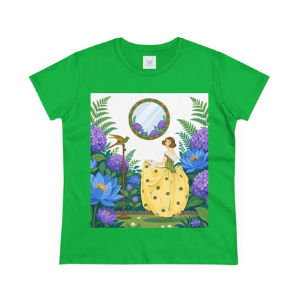 🦜🪷 The Parrot Garden Reflection Cotton Tee – Art Deco Fashion Whimsy