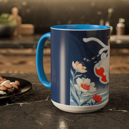 ❄️⛸️ The Winter Skater’s Flight Colorful Mug – Art Deco Floral Fantasy