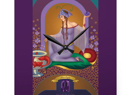 February & Amethyst Zodiac Acrylic Wall Clock