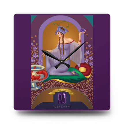 February & Amethyst Zodiac Acrylic Wall Clock
