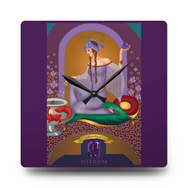 February & Amethyst Zodiac Acrylic Wall Clock