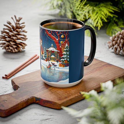 ⛸️🎄 The Christmas Skating Pavilion Colorful Mug – Art Deco Holiday Fantasy