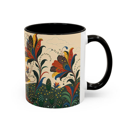 🌺🦋 The Enchanted Floral Voyage Colorful Mug – Art Deco Botanical Whimsy