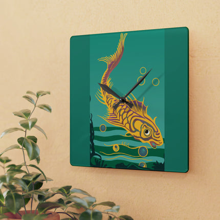 Golden Serenity Acrylic Wall Clock