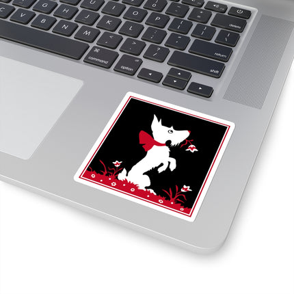 The Enchanting White Terrier with a Red Bow Kiss-Cut Stickers (4 Sizes)