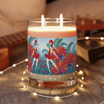 🎭🌺 The Scarlet Flower Garden Dancers Scented Candle – Art Deco Floral Whimsy