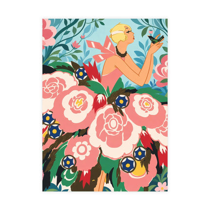 🌸🐦 The Girl Of The Little Birds Postcards With Envelopes – Art Deco Floral Whimsy