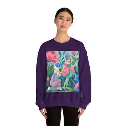 🌸🎭 The Garden Masquerade Crewneck Sweatshirt – Art Deco Floral Whimsy