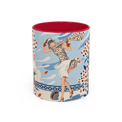 🌼🧡 The Polka Dot Wind Dancer Colorful Mug – Art Deco Fashion Whimsy