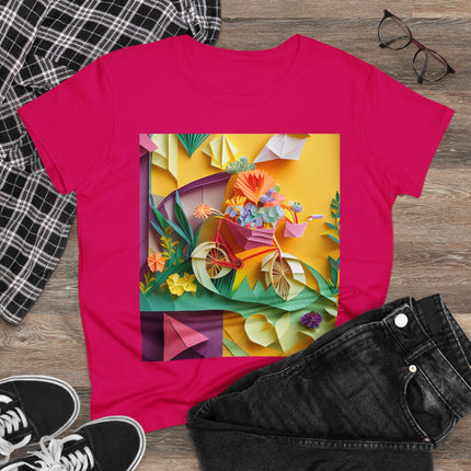 Origami Bicycle Women's Midweight Cotton Tee