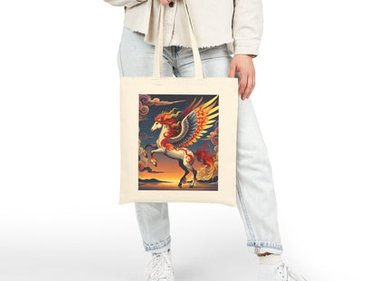 Flame-Winged Horse at Sunset Cotton Canvas Tote Bag