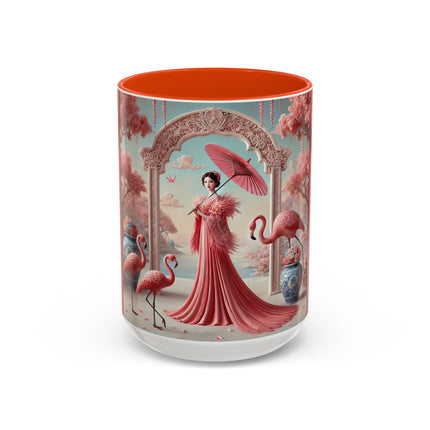 Petals, Porcelain, and Flamingos Colorful Mugs (11oz, 15oz)