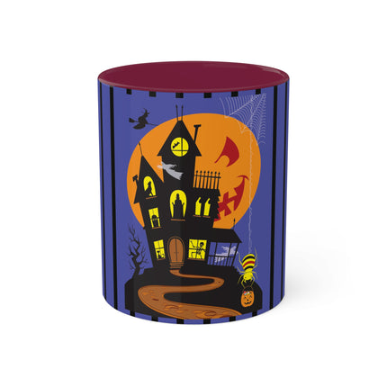 Halloween Night at the Haunted House Colorful Mugs, 11oz