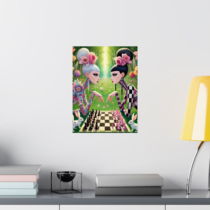 ♟️🌸 Spring Gambit: A Fairy’s Move Matte Vertical Poster – Whimsical Chess & Spring Magic