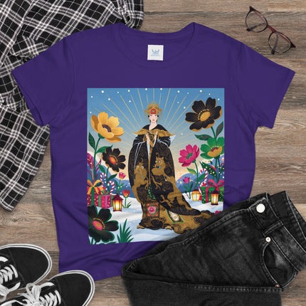 🌸✨ The Golden Garden Empress Cotton Tee – Asian-Inspired Floral Fantasy