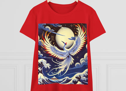Majestic White Crane Women's Midweight Cotton Tee