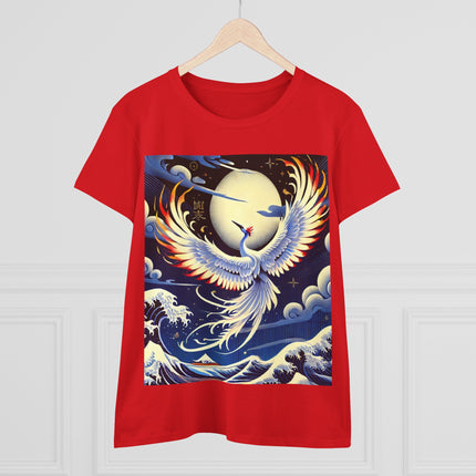 Majestic White Crane Cotton Tee