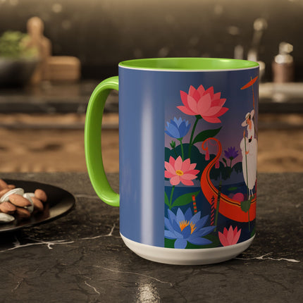 The Lady Of The Lotus Voyage Colorful Mugs – Art Deco Botanical Elegance